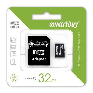 Флеш-карта (памяти) MicroSDHC 32Gb class10 SmartBuy адаптер