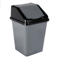 Ведро для мусора с подвижной крышкой 10л квадратное (серо/черный)