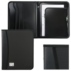 Папка на молнии пластиковая BRAUBERG, А4, 350х282х33 мм, 2 отделения, 4 кармана, бизнес-класс, черна