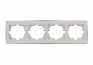 Lezard RAIN рамка 4 мест. горизонт. бел. с бок. вст. золото (PC) 703-0226-149