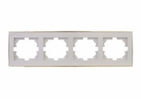 Lezard RAIN рамка 4 мест. горизонт. бел. с бок. вст. золото (PC) 703-0226-149