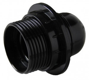 EKF Патрон E27 карболит люстровый с кольцом, черный LHC-E27-r-s