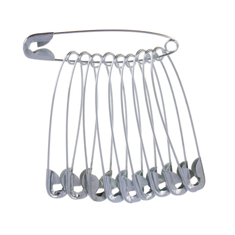 Булавки английские, 54 мм, 10 шт, цвет серебристый