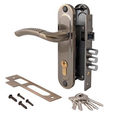 Замок врез 1027-AB Apecs (бронза) с ручками (3 ригеля)  \20