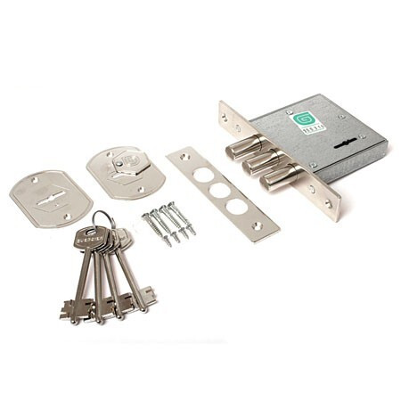 Замок врез ГАРДИАН-1001 сувальдный (3 ригеля 13,5мм) полный комплект   \20