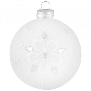 Шар "Снежинка белая" SYBLQA-0523058, 8см (кратность16шт!)(цена за 1шт) Волшебная страна