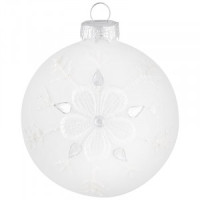 Шар "Снежинка белая" SYBLQA-0523058, 8см (кратность16шт!)(цена за 1шт) Волшебная страна