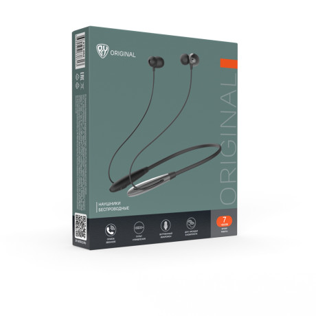 BY Наушники беспроводные внутриканальные Спорт, 120 мАч, BT 5.0, гарнитура, дуга на шею, черный