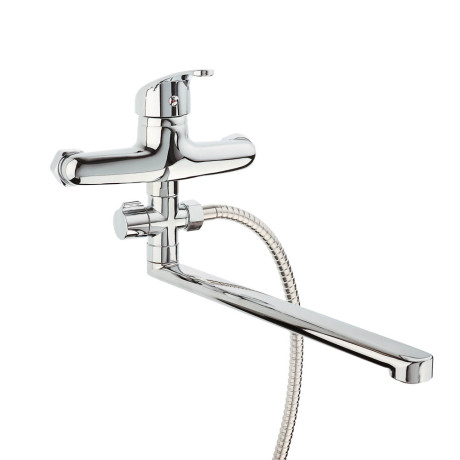 СоюзКран Смеситель для ванны с душем, прямой излив 30см, кер. картридж 35мм, цинк, хром SK08-P102
