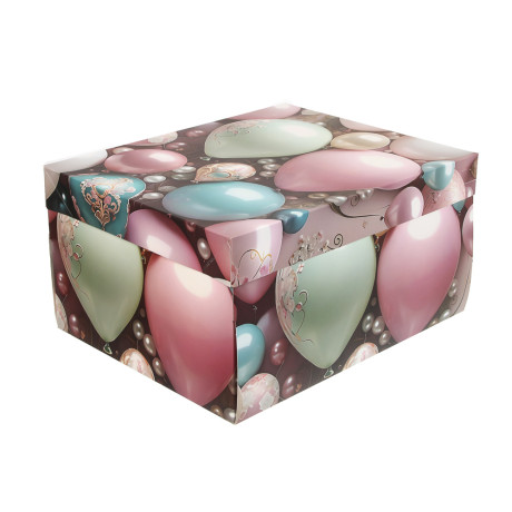 Коробка складная 31x25x16см, бумага, 4 дизайна