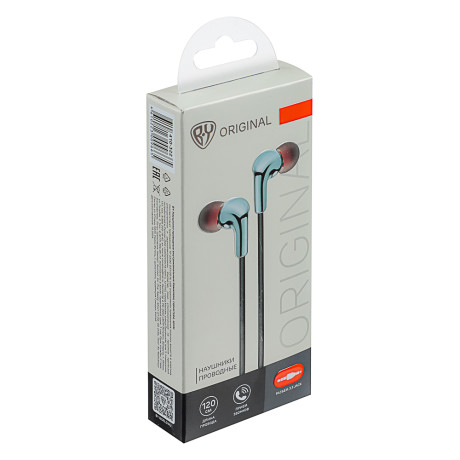 BY Наушники проводные внутриканальные Хамелеон, гарнитура, хром