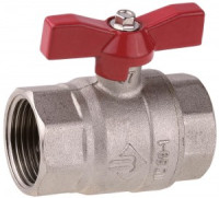 Кран ЗУБР шаровой 1&quot; полнопроходной &quot;мама-мама&quot;, бабочка, никелированная латунь