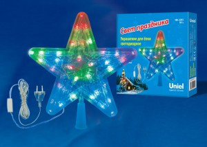 Звезда на елку ULD-H2222-030/DTA 30LED RGB (мерц) 22x22см, бел.пров. 3м, IP20 Uniel