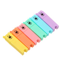 Маркер-выделитель в форме мишки, длина маркера 6 см., микс 6 цветов