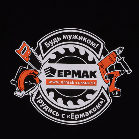 Футболка с принтом ЕРМАК, х/б, цвет черный, оранжевый, размер XL 50-52р-р (мерч)