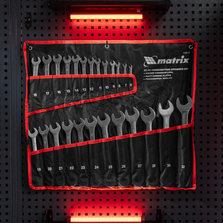 Набор ключей комбинированных, 6-32 мм, 25 шт, CrV, матовый хром Matrix