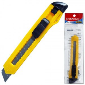 Нож универсальный ERICH KRAUSE "Standard" 18мм, фиксатор, ассорти, упак. с европодвесом, 19145