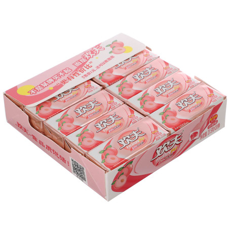 Жевательная резинка кубики с наполнителем HUANFU, 21,5 гр, персик