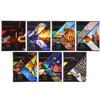 ClipStudio Тетрадь 48л. &quot;Предметная&quot;, БЕЛЫЕ ЛИСТЫ, обл.картон, ВД лак, скрепка, 7видов, справ.мат-л