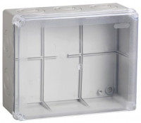 IEK коробка КМ41276 распред. ОУ 240х195х90 мм IP55 (RAL7035, прозр. кр., кабельные вводы 5 шт