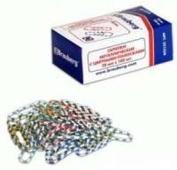 Скрепки BRAUBERG 28 мм с цветными полосками, 100 шт., в карт. коробке, 221534