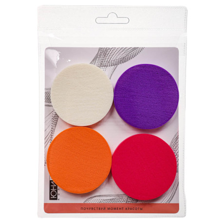 ЮНИLOOK Набор спонжей для макияжа, 4 шт, латекс, d5,5см, 4 цвета