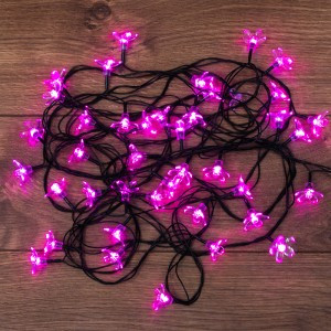 Гирлянда-нить "Цветы Сакуры" 50LED розовый 7м., 8реж., прозр. ПВХ  303-038 Neon Night