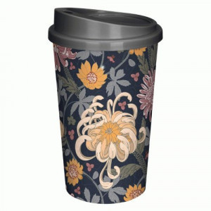 Стакан с крышкой "хризантемы" 400мл, декор, черный 435239413 Бытпласт