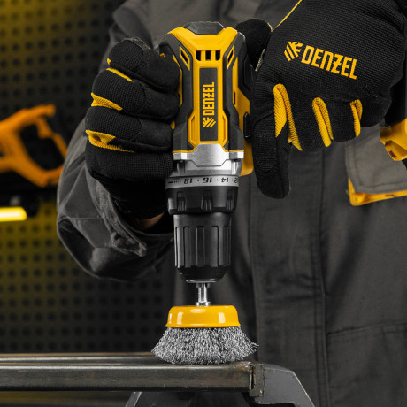 Щетка для дрели, 75 мм, Чашка, со шпилькой, нержавеющая витая проволока Denzel