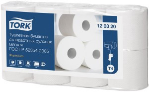 Бумага туалетная Tork T4 2сл бел целлюл 23м 184л 8рул/уп 120320 736272