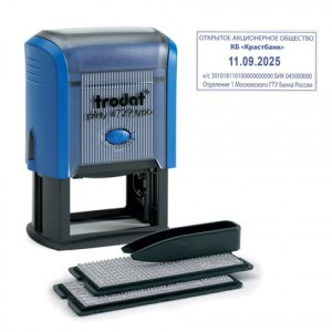 Датер самонаборный, 4 строки+дата, оттиск 50х30 мм, синий, TRODAT 4729 BANK, кассы в комплекте, 6225