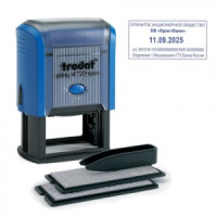 Датер самонаборный, 4 строки+дата, оттиск 50х30 мм, синий, TRODAT 4729 BANK, кассы в комплекте, 6225