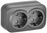 IEK GLORY роз. ОУ 2 мест. 16А (земля, шторки) РСш22-3-ХСм сталь мат. ERH24-K46M-16