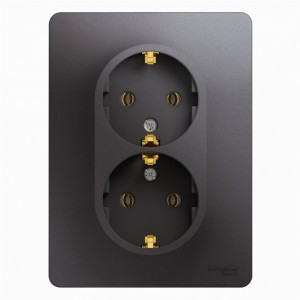 Systeme Electric GLOSSA роз. СУ 2 мест. графит (пл.осн., земля) GSL001324 (6!)