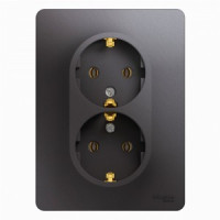 Systeme Electric GLOSSA роз. СУ 2 мест. графит (пл.осн., земля) GSL001324 (6!)