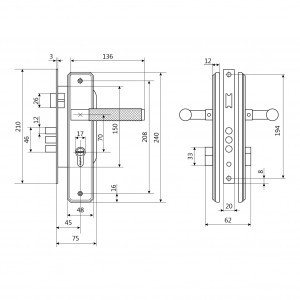 Замок врезной с/руч БУЛАТ ЗВ4-3.70.02.06 ФЕРОНА итал.матовое золото 5 перф.кл.(12)