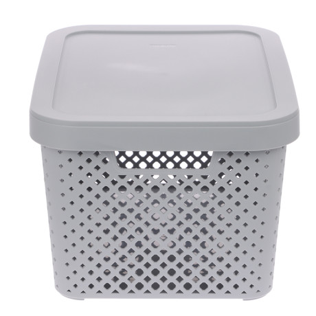 Корзина для хранения с крышкой Plast Team STOCKHOLM, 15 л серый шторм