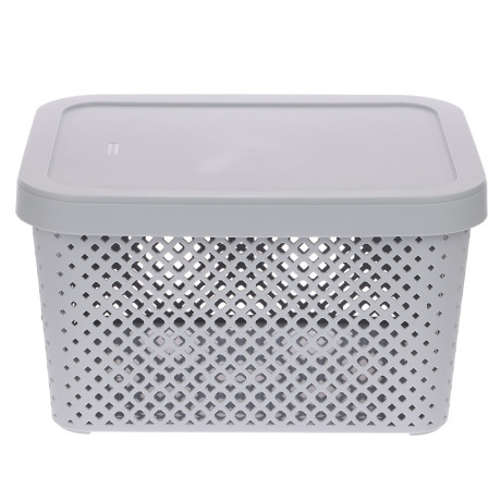 Корзина для хранения с крышкой Plast Team STOCKHOLM, 15 л серый шторм