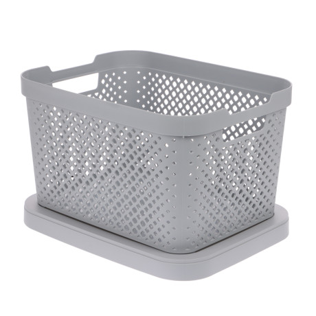 Корзина для хранения с крышкой Plast Team STOCKHOLM, 15 л серый шторм
