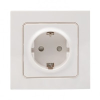 EKF Стокгольм роз. СУ 1 мест. 16А (земля, шторки) белая автоклеммы (корпус PC) EXR16-028-10