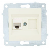 OVIVO мех. роз. СУ комп. 1 мест. (RJ45 CAT6) крем (ко всем рамкам) 600-000302-229