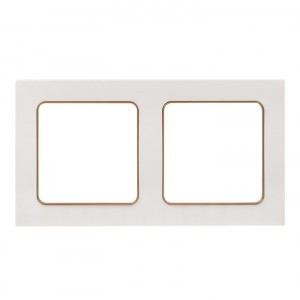 EKF Стокгольм рамка 2 мест. белая с линией цвета шампань (PC) EYM-G-303-10