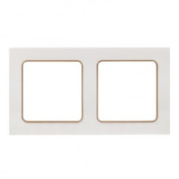 EKF Стокгольм рамка 2 мест. белая с линией цвета шампань (PC) EYM-G-303-10