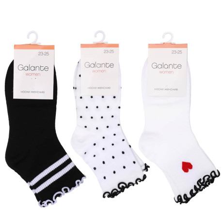 GALANTE Носки женские, р.23-25, 85% хлопок, 10% полиамид, 5% спандекс, разноцветные, #9