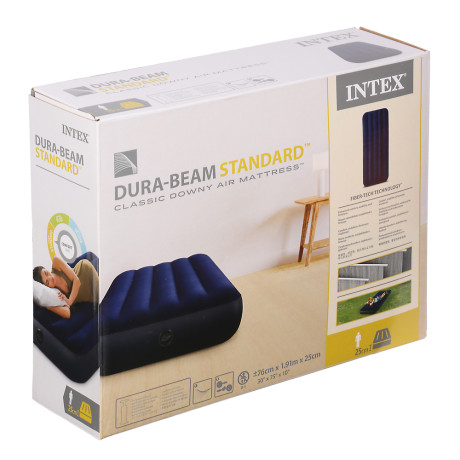 INTEX Матрас надувной CLASSIC DOWNY, с технологией ФАЙБЕР-ТЭК, 191х76x25см, до 136кг, 64756