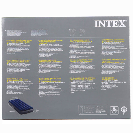 INTEX Матрас надувной CLASSIC DOWNY, с технологией ФАЙБЕР-ТЭК, 191х76x25см, до 136кг, 64756