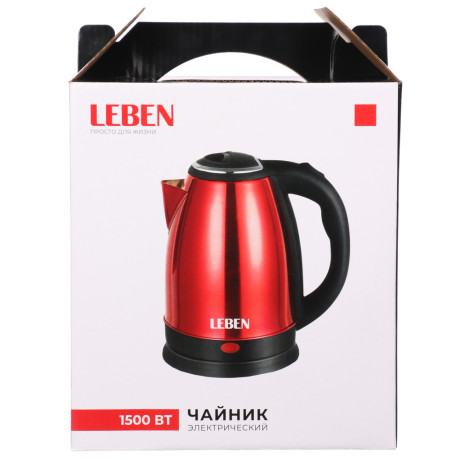 LEBEN Чайник электрический 1,8л, 1500Вт, нерж. сталь, 4 цвета