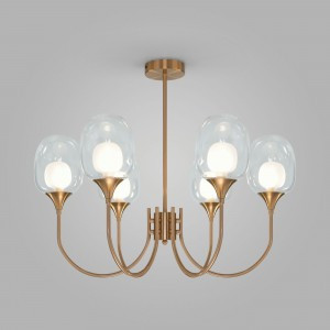 Eurosvet св-к подвес. 6x25W 690х690х570 мет прозр./латунь Spritz 70217/6 a064749