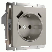 Werkel мех. роз. СУ 1 мест. 16А земля шторки USB A+C (дымчатый) W1271704