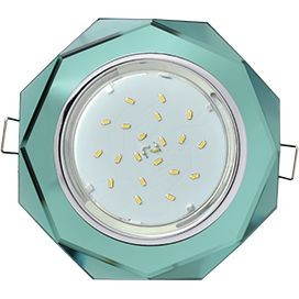 Ecola GX53 H4 5312 св-к Стекло 8-угольник хром-изумруд 38x133 FC538AECH (10!)